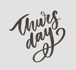 Thursday - Fireworks - Today, Day, weekdays, calender, Lettering, Handwritten, vector for greeting