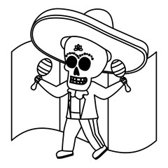 mexican skull mariachi playing maracas