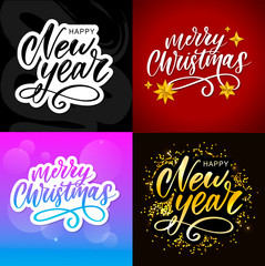 Merry Christmas Calligraphic Inscription Decorated lettering text