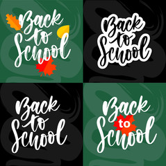 Naklejka premium Set of Welcome back to school labels. School Background. Back to school sale tag. Vector illustration. Hand drawn lettering badges.