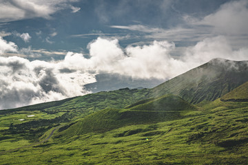Lanscape near EN3 longitudinal road northeast of Mount Pico and the silhouette of the Mount Pico...