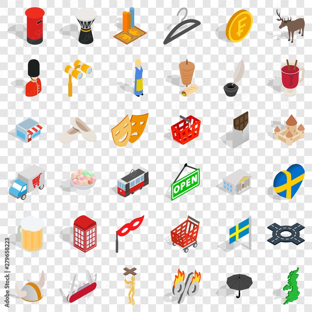 Aufkleber ink icons set. isometric style of 36 ink vector icons for web for any design