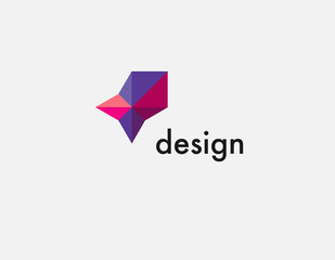Abstract geometric bright logo 3d star and rocket for business company design art