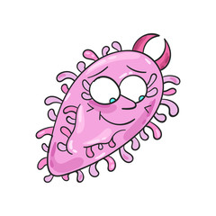 Fototapeta premium Microbe doodle. Virus sketch. Bacteria. Cell. Germ. Allergy. Disease. Parasite. Unicellular organism. Cute cartoon microbe. Infection. Funny microorganism. Alien.