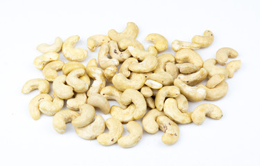 Cashew nuts isolated on a white background.