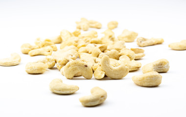 Cashew nuts isolated on a white background.