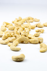Cashew nuts isolated on a white background.