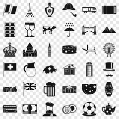 Europe country icons set. Simple style of 36 europe country vector icons for web for any design