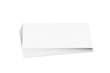 Pile of white blank business cards. Business cards. Business cards isolate on white background.White paper cards.