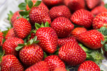 background from freshly harvested strawberries, directly above