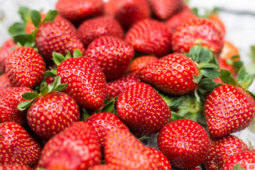 background from freshly harvested strawberries, directly above