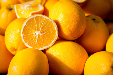 The orange fruit is orange.