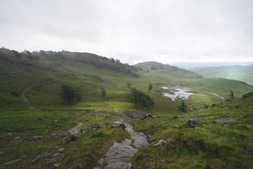 Fototapeta premium Sunshine on the wet valley floor