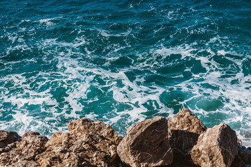 Beautiful panorama of seascape with blue sky at daylight