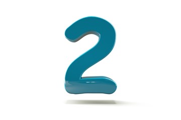 3D number with white background,number 2