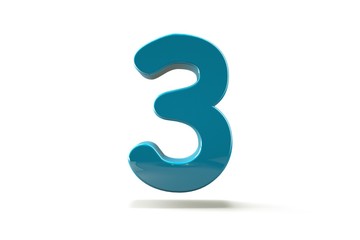 3D number with white background,number 3