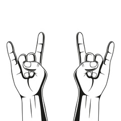 Two hands. Rock sign. Vector illustration.