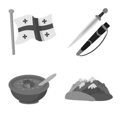 Vector design of attributes and tourism sign. Collection of attributes and national stock symbol for web.