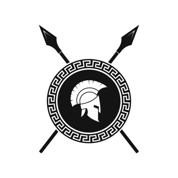 Spartan shield and helmet logo. Vector.