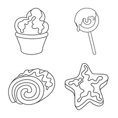 Vector illustration of sweet and product symbol. Collection of sweet and caramel stock vector illustration.