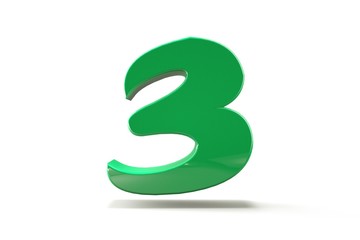 3D number with white background,number 3