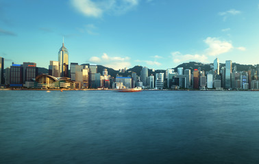 Fototapeta na wymiar Hong Kong harbour, long exposition