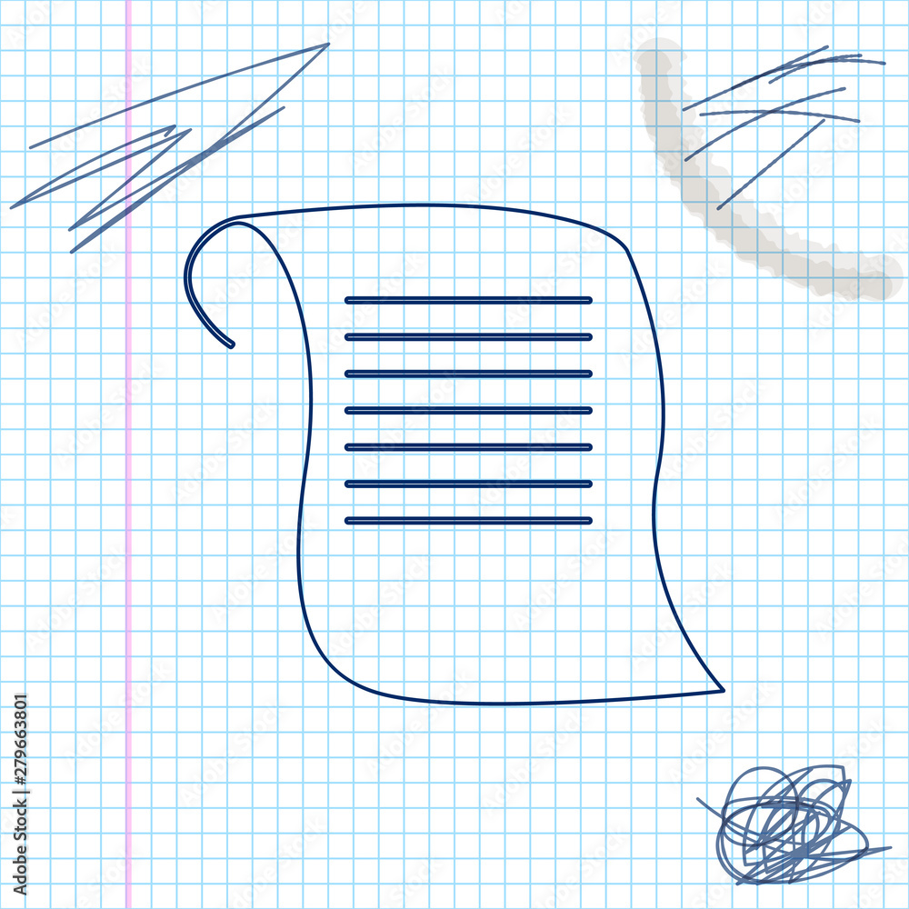 Poster paper scroll line sketch icon isolated on white background. canvas scroll sign. vector illustration