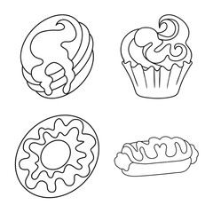 Vector illustration of sweet and product icon. Set of sweet and caramel stock vector illustration.