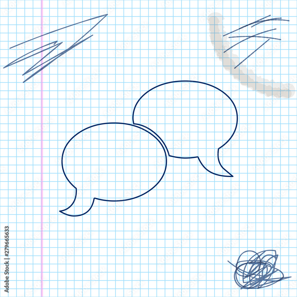Poster blank speech bubbles line sketch icon isolated on white background. faq sign. copy files, chat speec