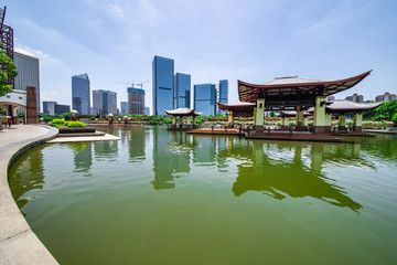 Ancient pavilion at Qiandenghu Park, Nanhai District, Foshan City, Guangdong Province, China