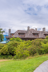 Houses in suburb at Summer in the north America. Luxury houses with nice landscape.