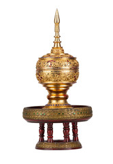 golden casket of Thai style isolated with white background