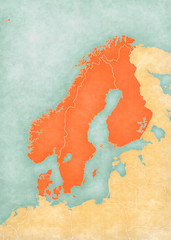 Map of Scandinavia - Norway, Sweden, Finland and Denmark
