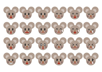 ネズミの表情アイコンイラストセット
