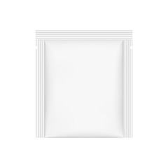 Small sachet mockup isolated on white background. Vector illustration