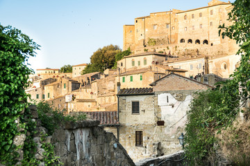 Fototapeta premium Sorano, a town built on a tuff rock, is one of the most beautiful villages in Italy.