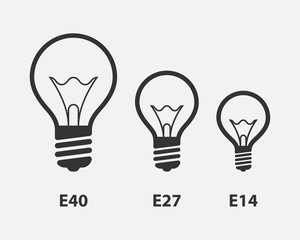 Light bulb icon vector. Llightbulb idea logo concept. Set lamps electricity icons web design element. Led lights isolated silhouette.