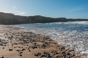 Fototapeta na wymiar Atlantic ocean coast in sunny day, Peniche, Portygal.