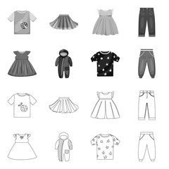 Isolated object of fashion and garment symbol. Set of fashion and cotton vector icon for stock.