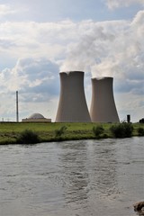 nuclear power plant on background of blue sky