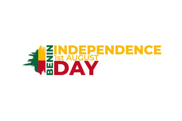 Happy Benin Independence Day greeting card, banner, poster design print. Benin flag grunge vector illustration on white background. Africa Republic national holiday, 1 august