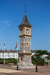 Fototapeta premium The Victorian clock tower on the esplanade of Exmouth in Devon, UK, June, 2019