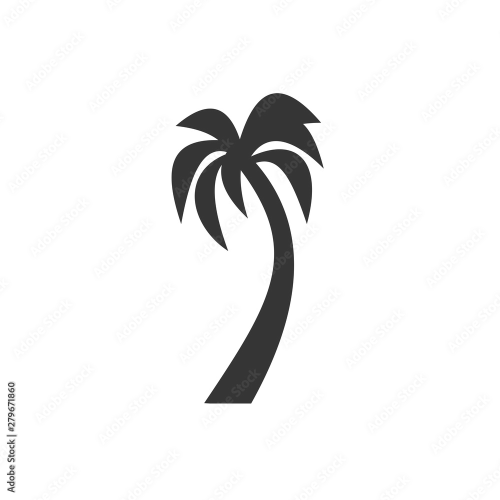 Poster coconut trees or tropical palm trees icon symbol template color editable. simple logo vector illustr