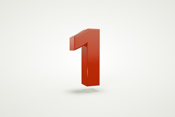 3D number with white background,number 1