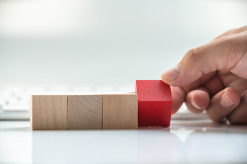 Building Blocks on table with white background