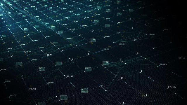 Big data visualization concept. Machine learning algorithms. Analysis of information. Technology data and binary code network conveying connectivity.