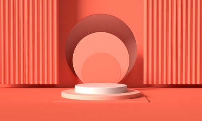 Render image of abstract pink color geometric shape background, modern minimalist mockup for podium display or showcase