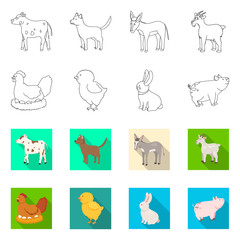 Vector design of breeding and kitchen icon. Set of breeding and organic stock symbol for web.