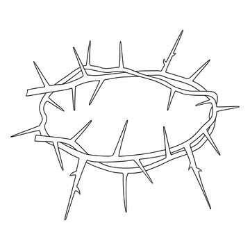 Wreath of lthorns. Linear drawing. Vector image
