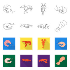 Obraz premium Isolated object of appetizer and ocean icon. Set of appetizer and delicacy vector icon for stock.
